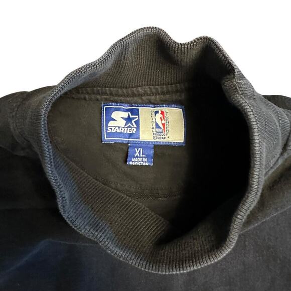 Vintage STARTER Chicago Bulls Long Sleeve Mock Neck T Shirt 90s Black SZ XL - Picture 4 of 11